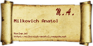 Milkovich Anatol névjegykártya